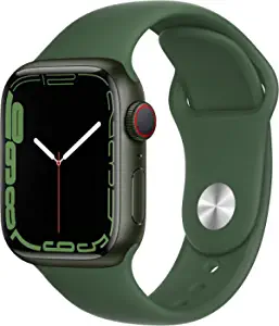 Latest Apple Watch Series 7 (GPS + Cellular, 41mm) Green Aluminum Case with Clover Sport Band, Regular (Renewed)