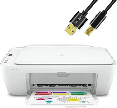 H-P All-in-One Wireless Color Inkjet Printer, Print, Copy, Scan, Wireless USB Connectivity Mobile Printing with NeeGo 6 Feet Printer Cable Latest 2022